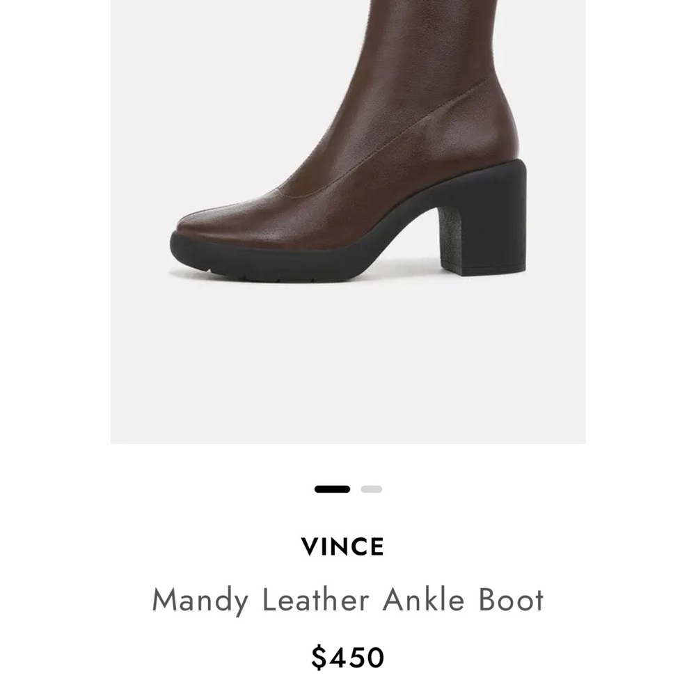 Vince Mandy Leather Ankle Boot -Size 7.5